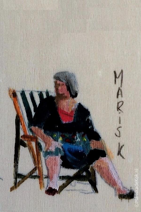 De koningin op het strand van Katwijk aan Zee