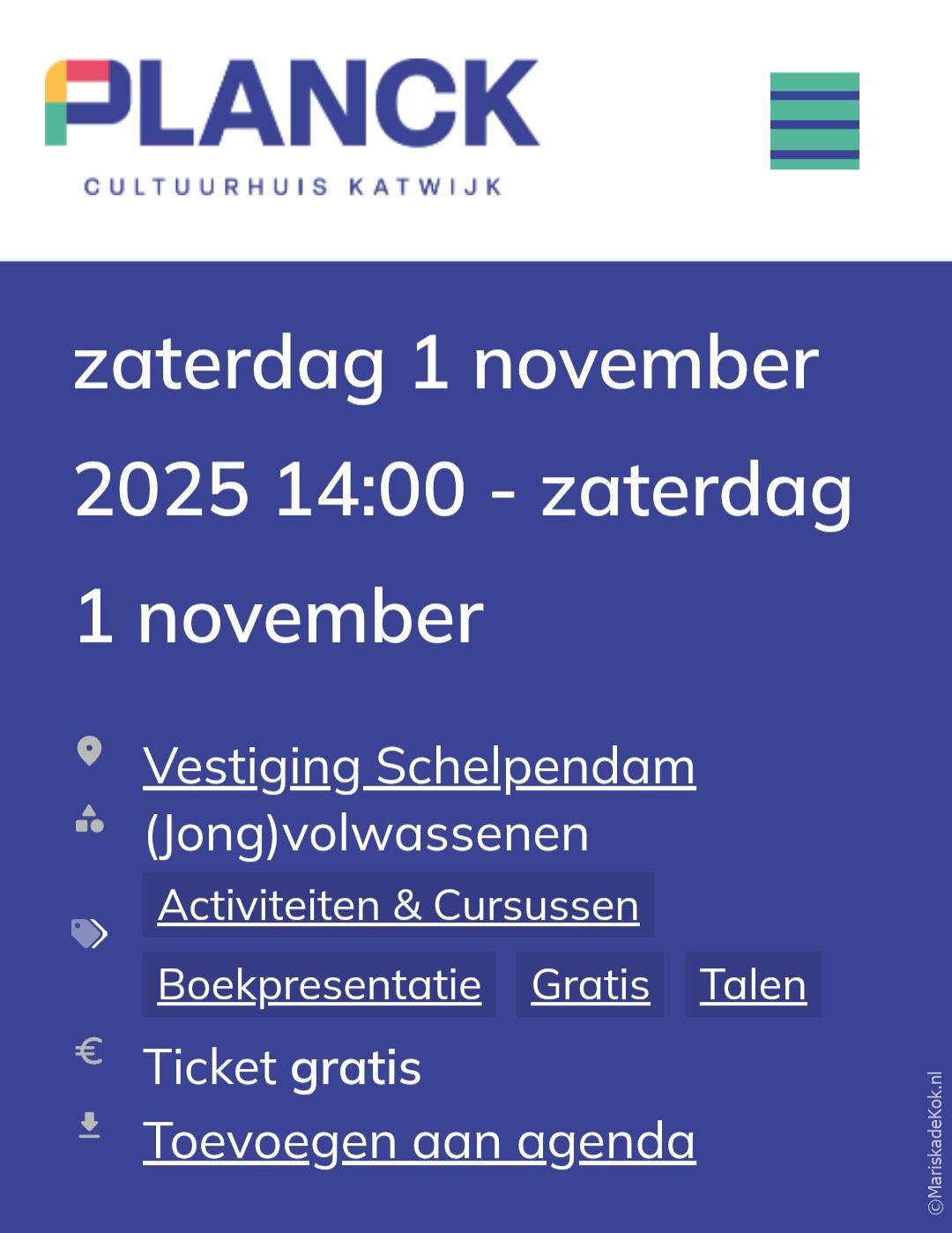 Planck – Boekpresentatie “Onder de lagen” dd 1 november 2025