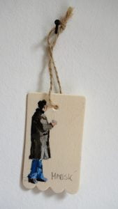 ©2018 Mariska de Kok, “De Professor” – Mixed Media 5 x 8 x 0.3 cm